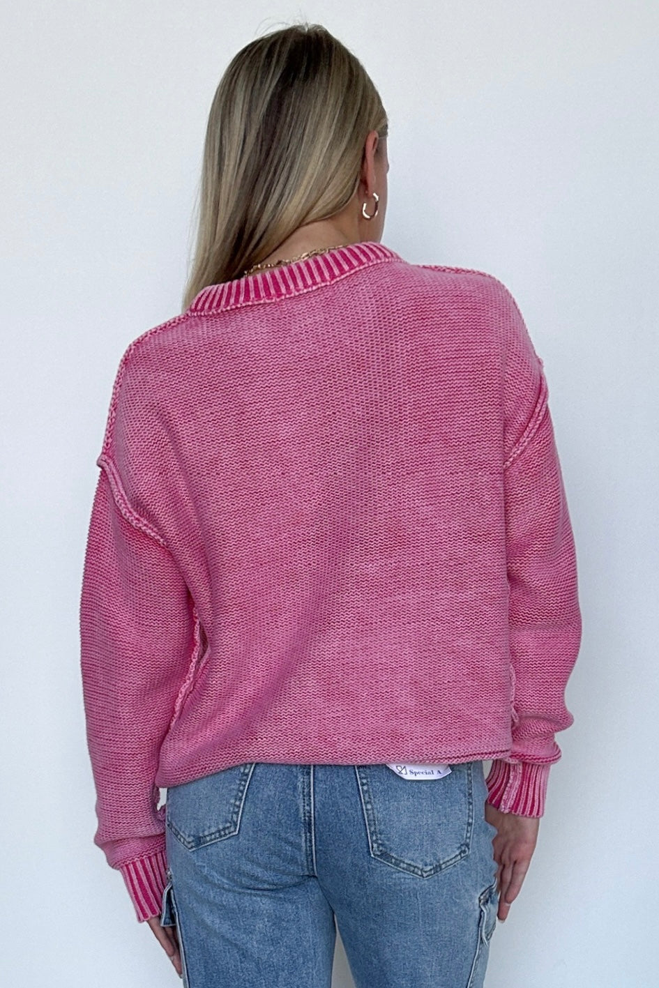 Cool Nights Acid Wash Exposed Seam Sweater - FINAL SALE - Madison and Mallory