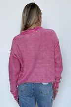 Cool Nights Acid Wash Exposed Seam Sweater - FINAL SALE - Madison and Mallory