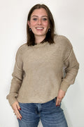 Ash Mocha / S Cool Nights Acid Wash Exposed Seam Sweater - FINAL SALE - Madison and Mallory