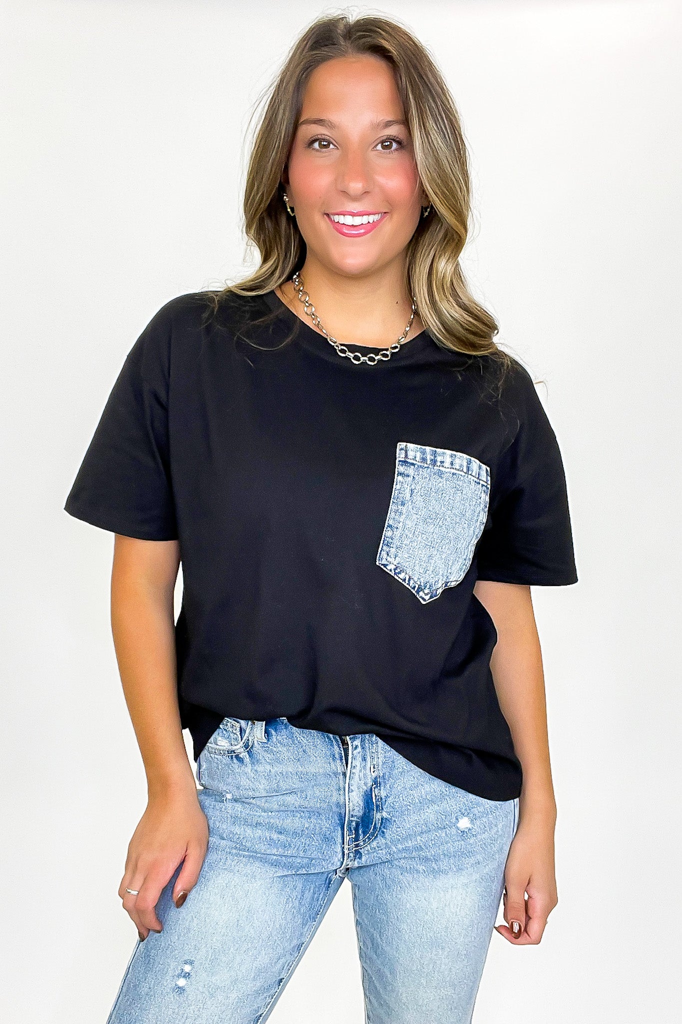 Cool Impression Denim Pocket Relaxed Tee