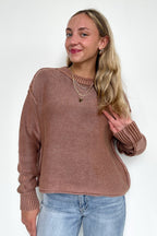 Cool Nights Acid Wash Exposed Seam Sweater - FINAL SALE - Madison and Mallory