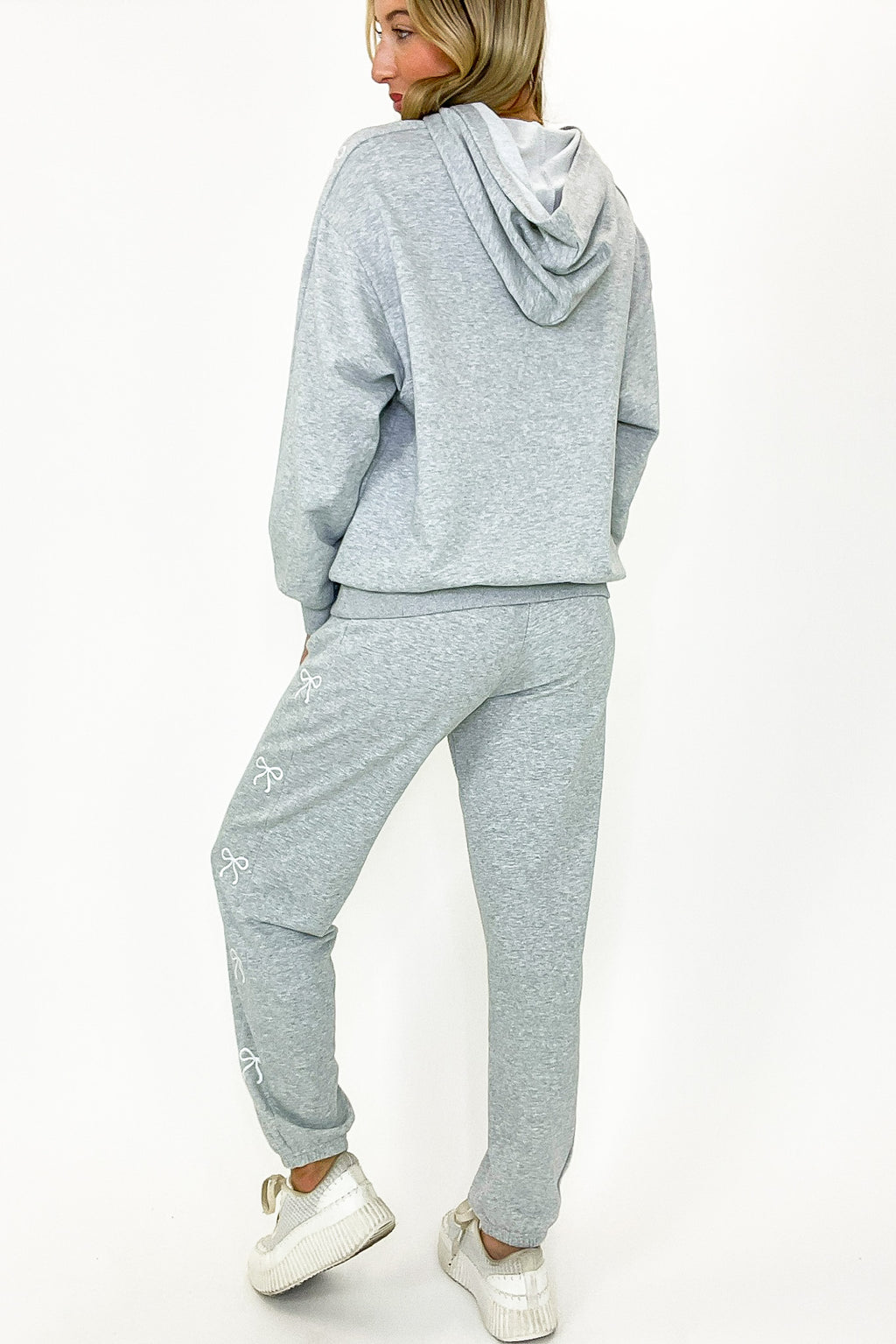 Coquette Comfort Bow Embroidered Hooded Sweatshirt and Jogger Set - FINAL SALE - Madison and Mallory
