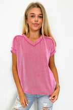 Cordelia V-Neck Rib Knit Top - FINAL SALE - Madison and Mallory
