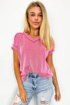 Candy / S Cordelia V-Neck Rib Knit Top - FINAL SALE - Madison and Mallory