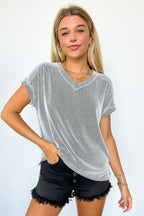 Cordelia V-Neck Rib Knit Top - FINAL SALE - Madison and Mallory