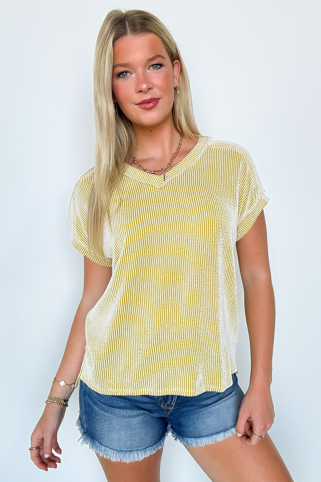 Cordelia V-Neck Rib Knit Top - FINAL SALE - Madison and Mallory