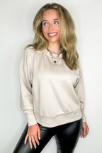 S / Oatmeal Core Layer Long Sleeve Solid Knit Top - FINAL SALE - Madison and Mallory