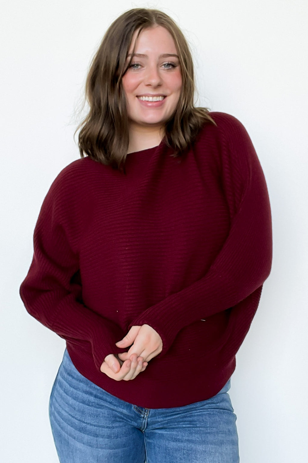 Deep Maroon / S Corina Ribbed Boat Neck Knit Sweater - FINAL SALE - Madison and Mallory