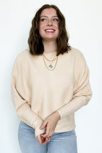 Oat Milk / S Corina Ribbed Boat Neck Knit Sweater - FINAL SALE - Madison and Mallory