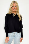 Black / S Corina Ribbed Boat Neck Knit Sweater - FINAL SALE - Madison and Mallory