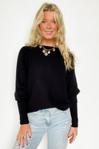 Black / S Corina Ribbed Boat Neck Knit Sweater - FINAL SALE - Madison and Mallory