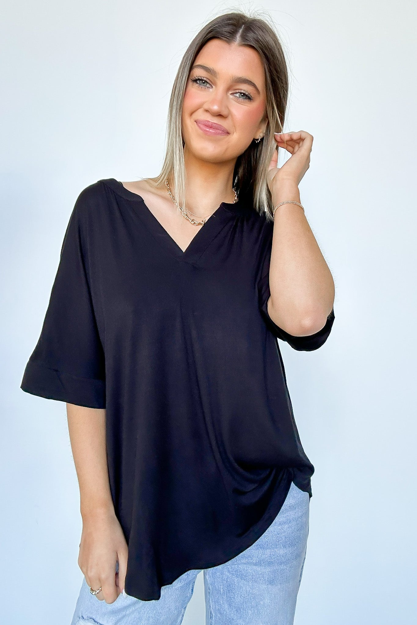  Cosentino Short Sleeve V-Neck Top - FINAL SALE - Madison and Mallory