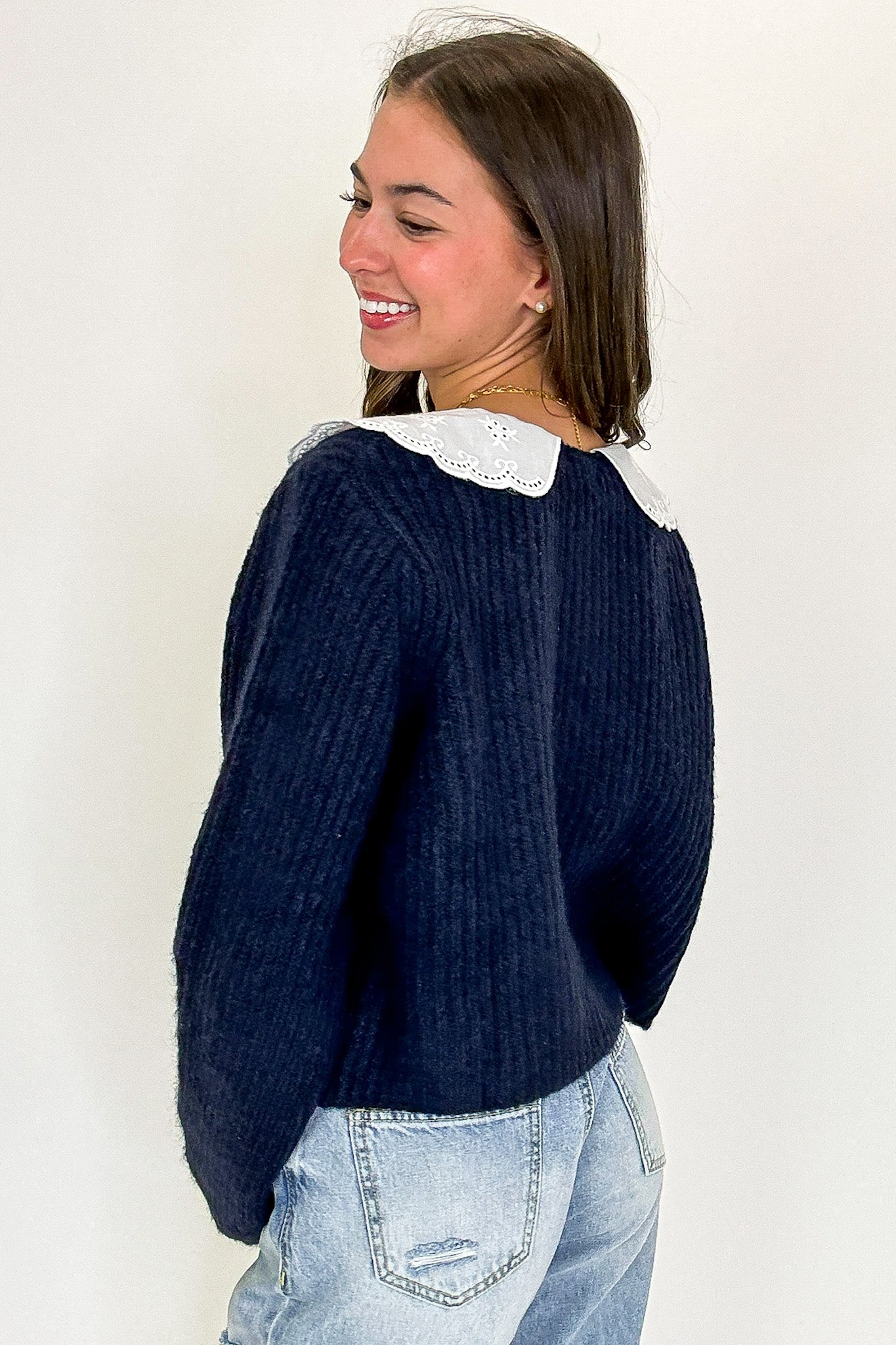 Cottage Bloom Floral Knit Collared Cardigan - Madison and Mallory