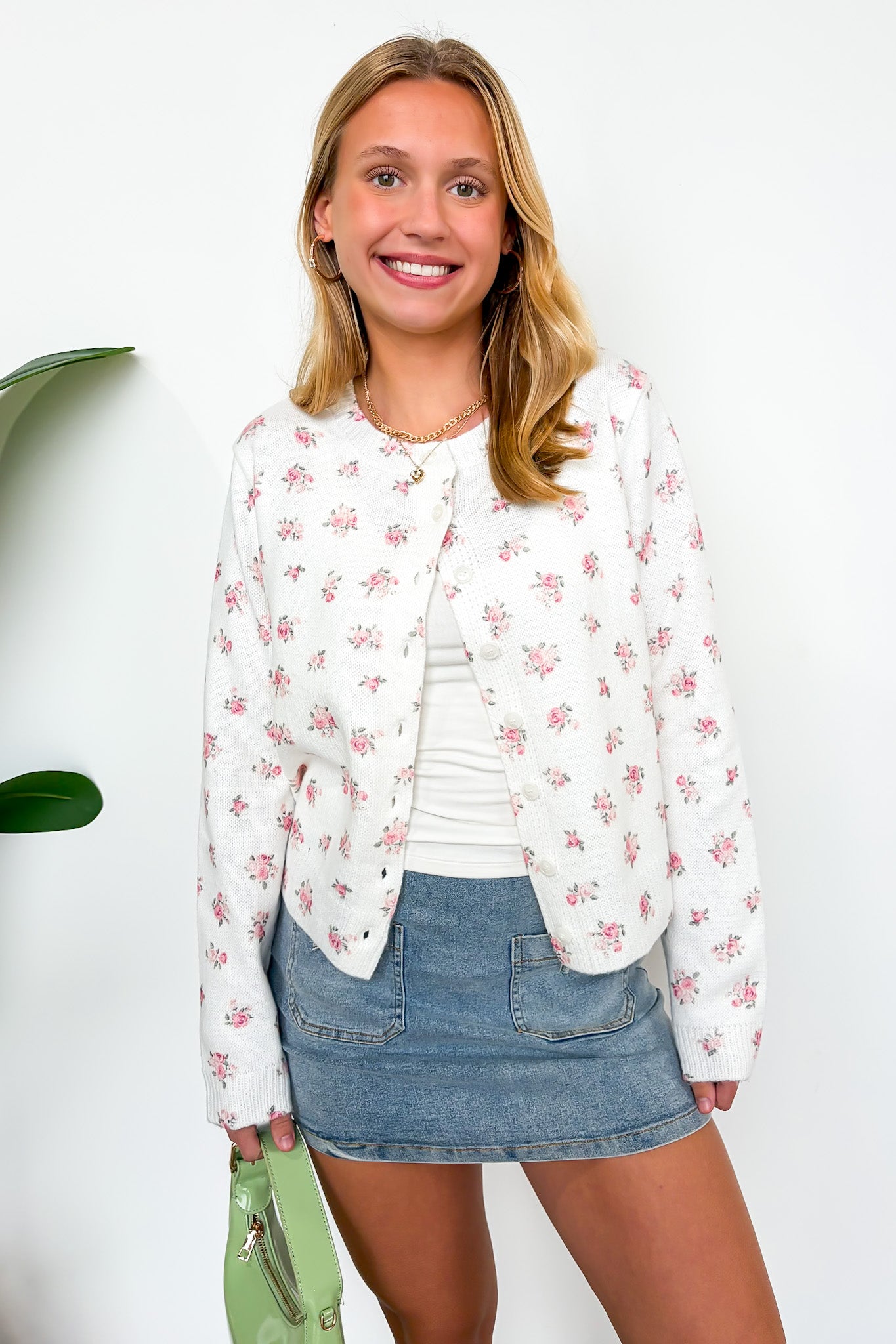 Cottage Garden Floral Button-Up Sweater Cardigan