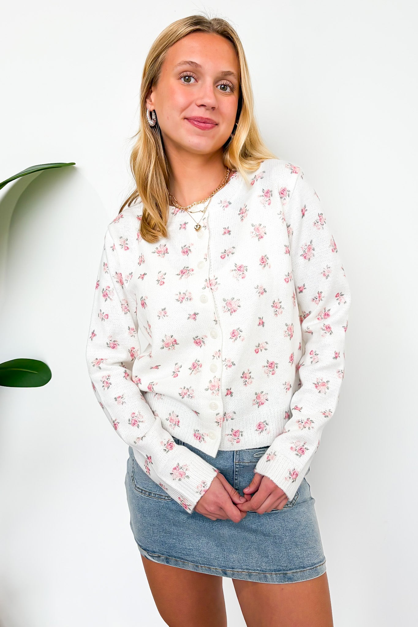 Cottage Garden Floral Button-Up Sweater Cardigan