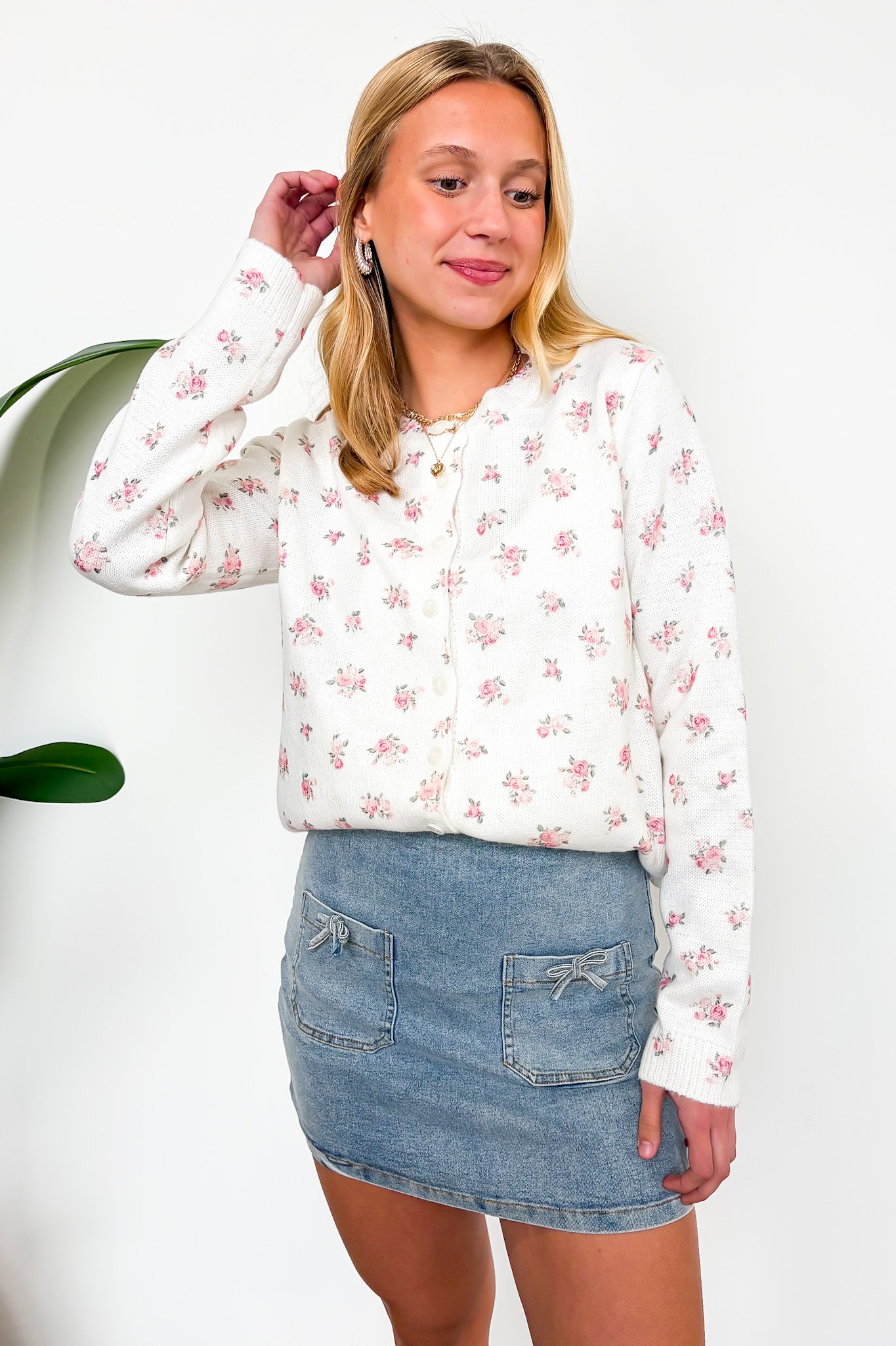 Cottage Garden Floral Button-Up Sweater Cardigan