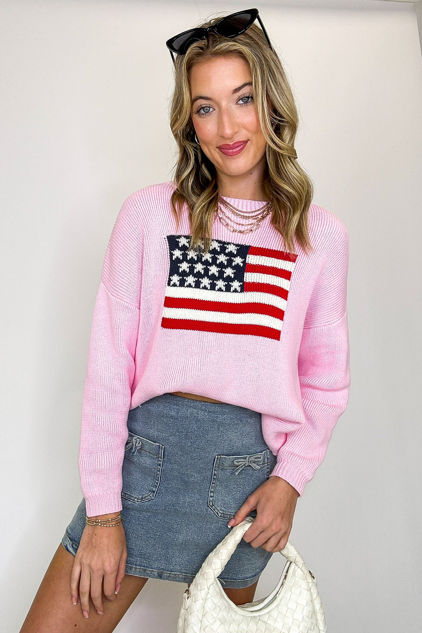 Cotton Candy Liberty American Flag Knit Sweater - Madison and Mallory