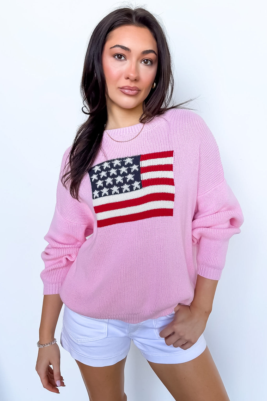 Cotton Candy Liberty American Flag Knit Sweater - Madison and Mallory