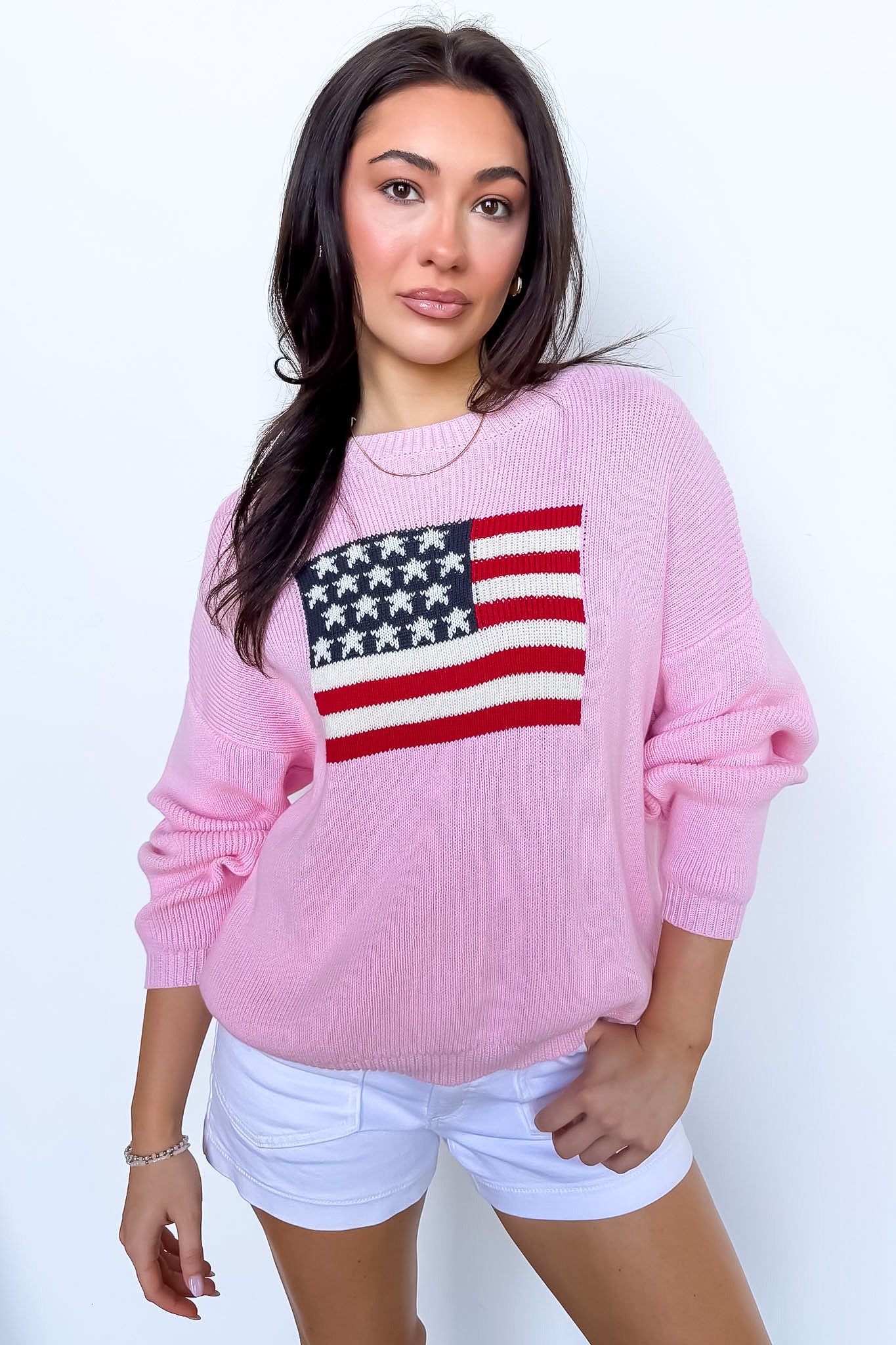 Cotton Candy Liberty American Flag Knit Sweater