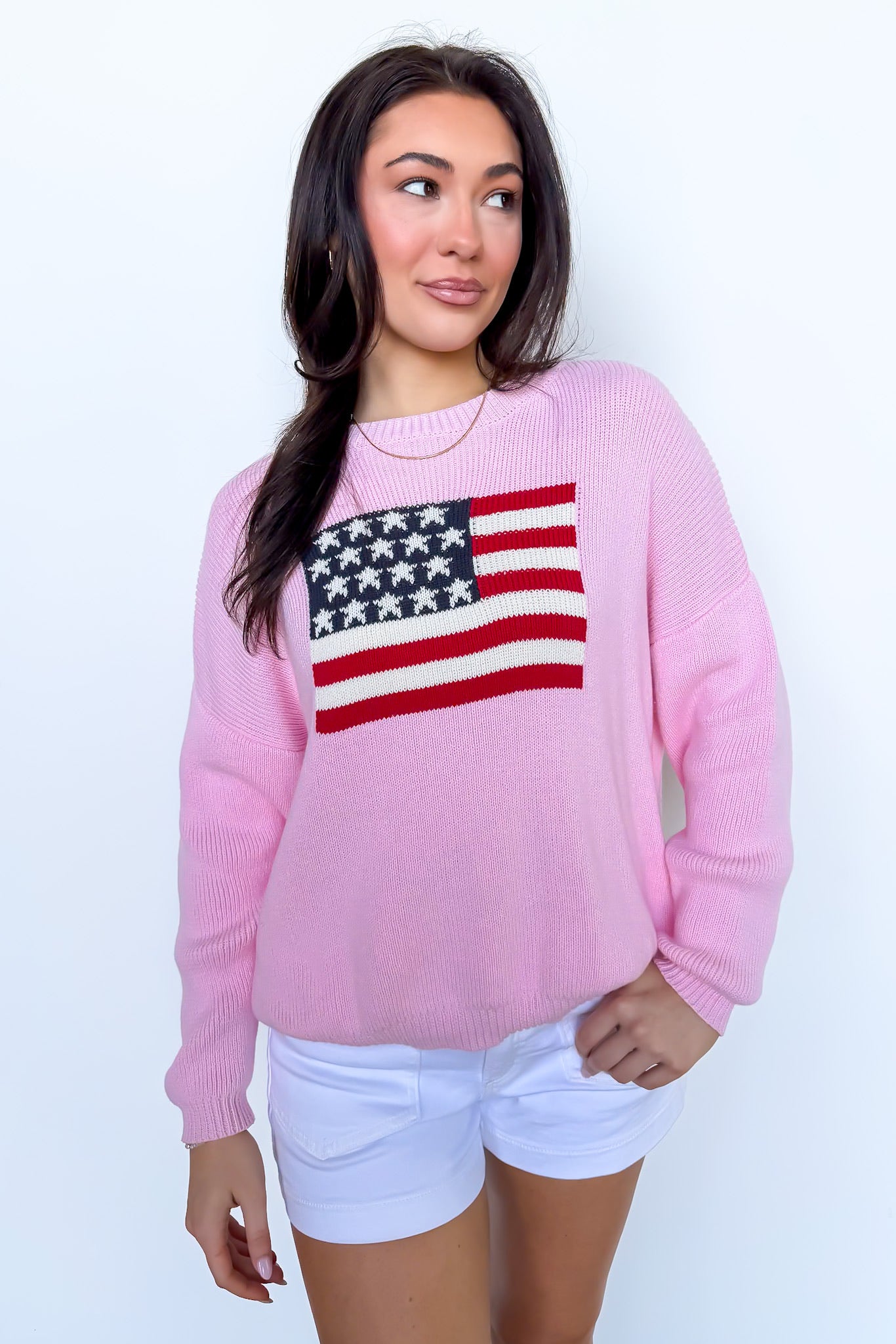 Cotton Candy Liberty American Flag Knit Sweater