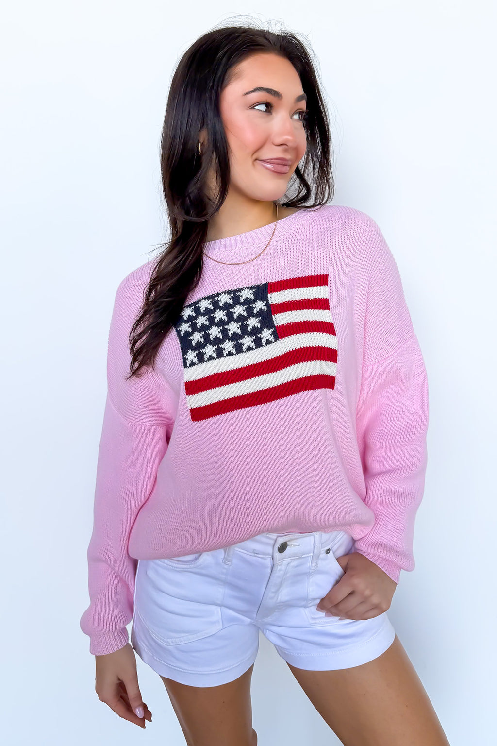Cotton Candy Liberty American Flag Knit Sweater - Madison and Mallory