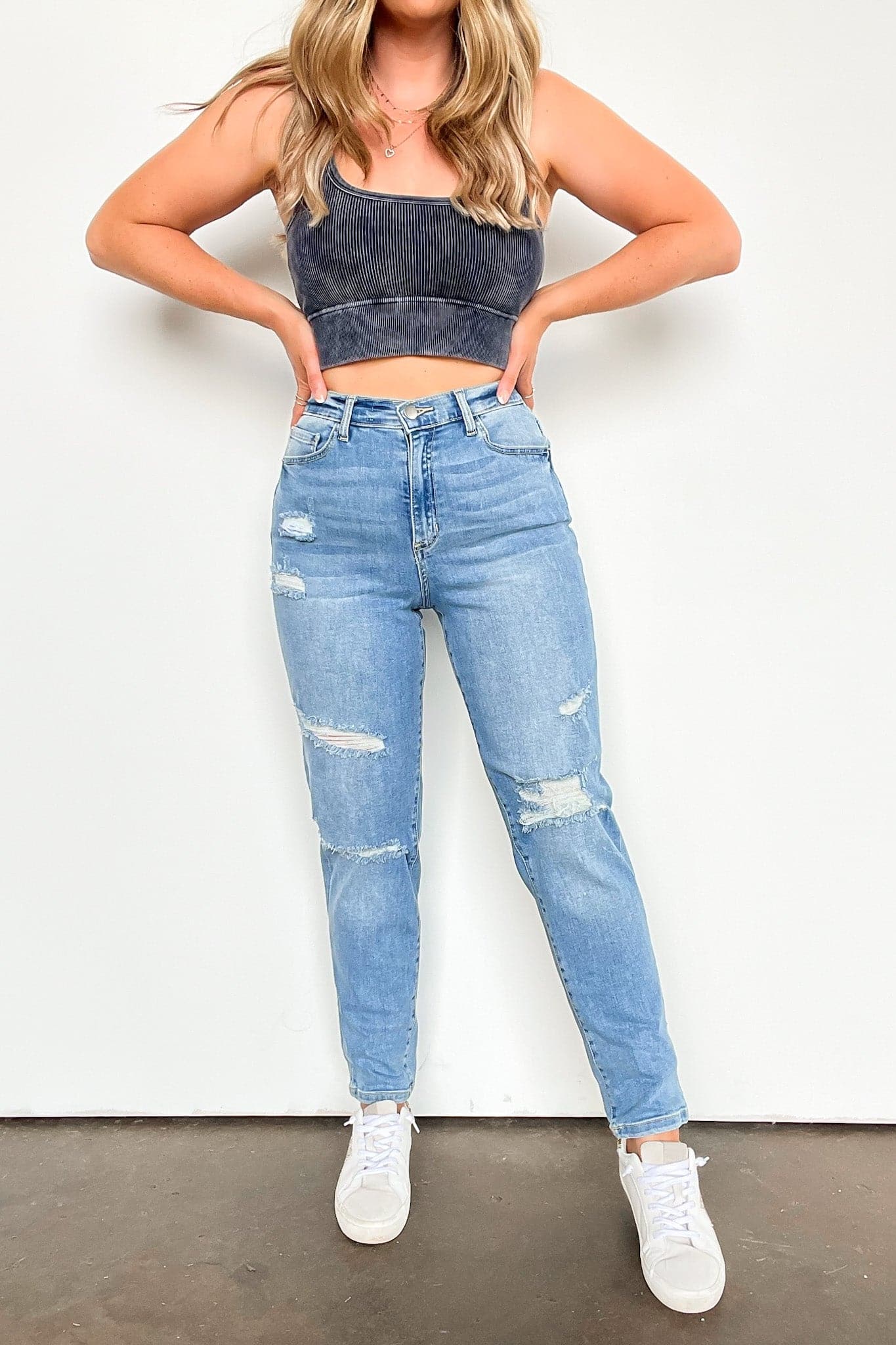  Covella High Rise Distressed Straight Jeans - BACK IN STOCK - Madison and Mallory