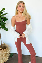 Cinnamon / S Coveted Coolness Flare Leg Jumpsuit - FINAL SALE - Madison and Mallory