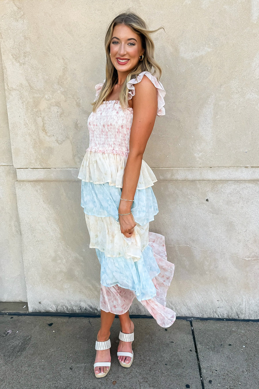 Coveted Sweetness Two Tone Tiered Smocked Dress