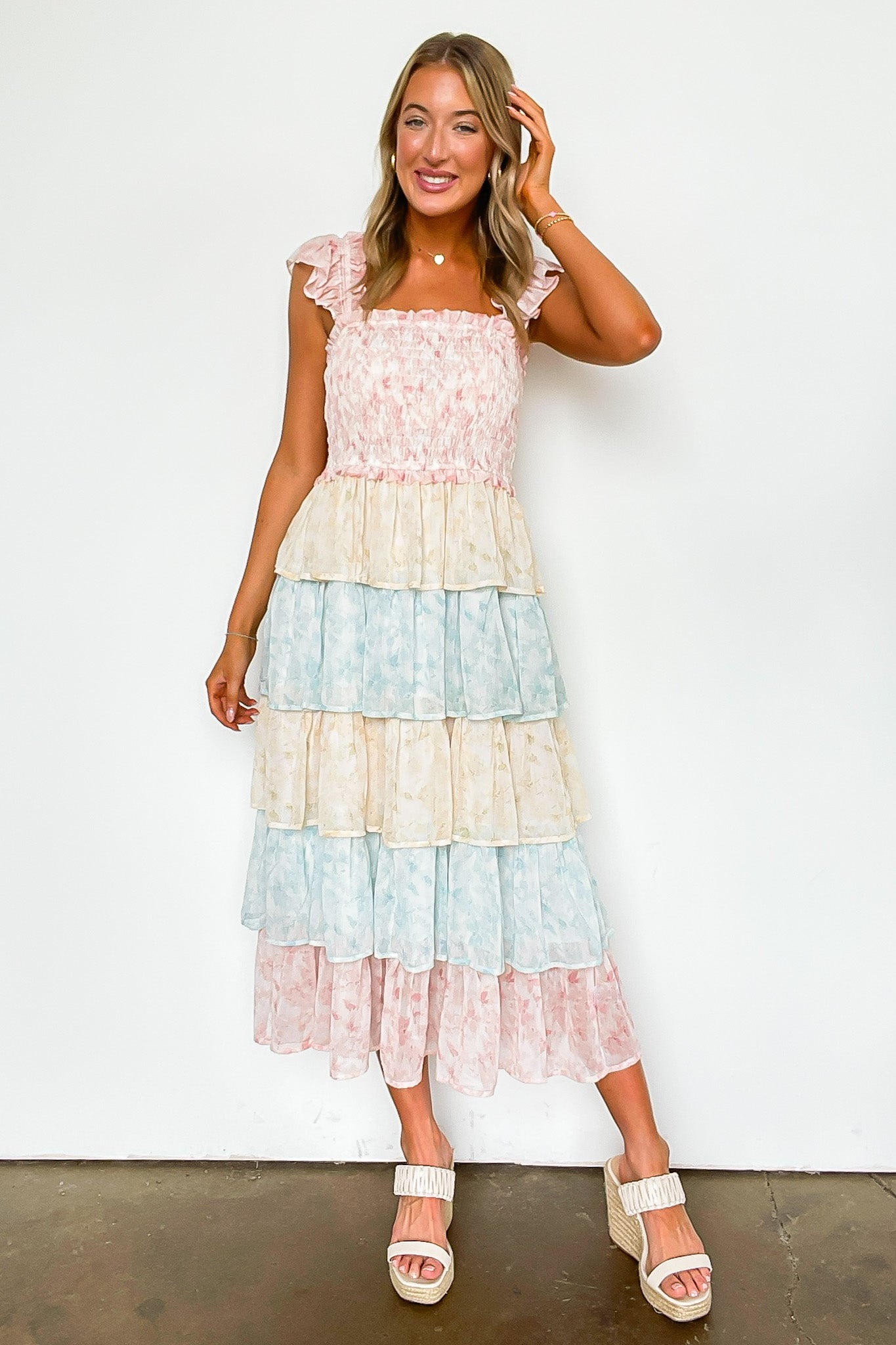 Coveted Sweetness Two Tone Tiered Smocked Dress - Madison and Mallory