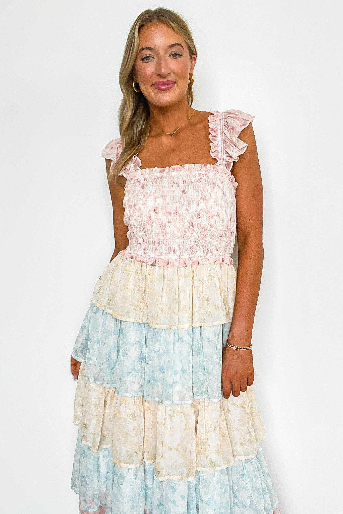 Coveted Sweetness Two Tone Tiered Smocked Dress - Madison and Mallory