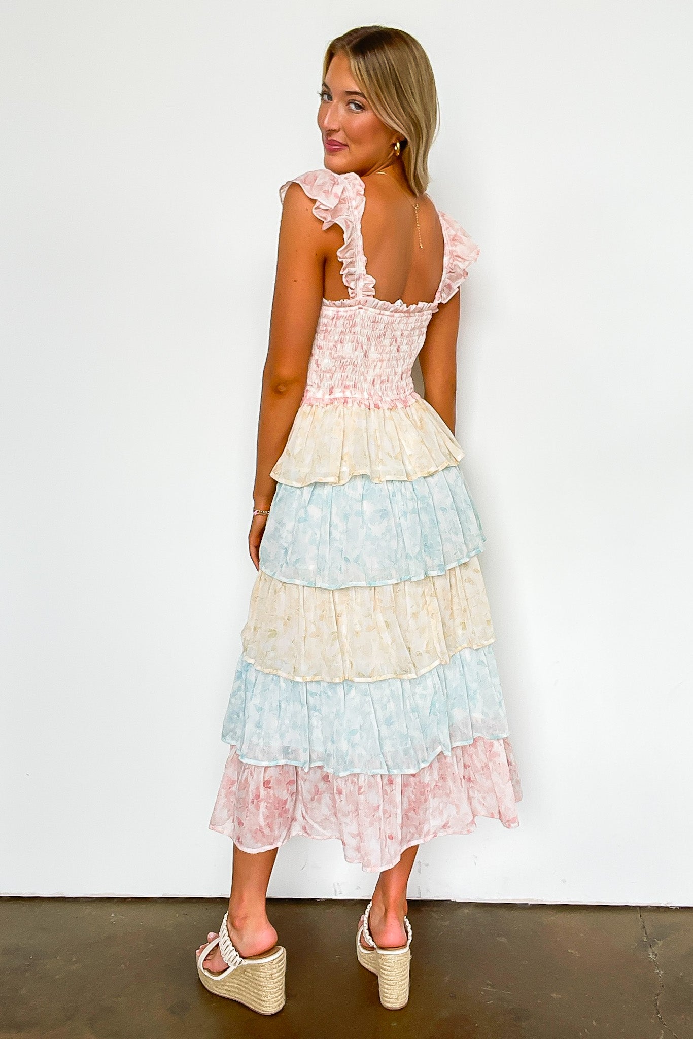 Coveted Sweetness Two Tone Tiered Smocked Dress - Madison and Mallory