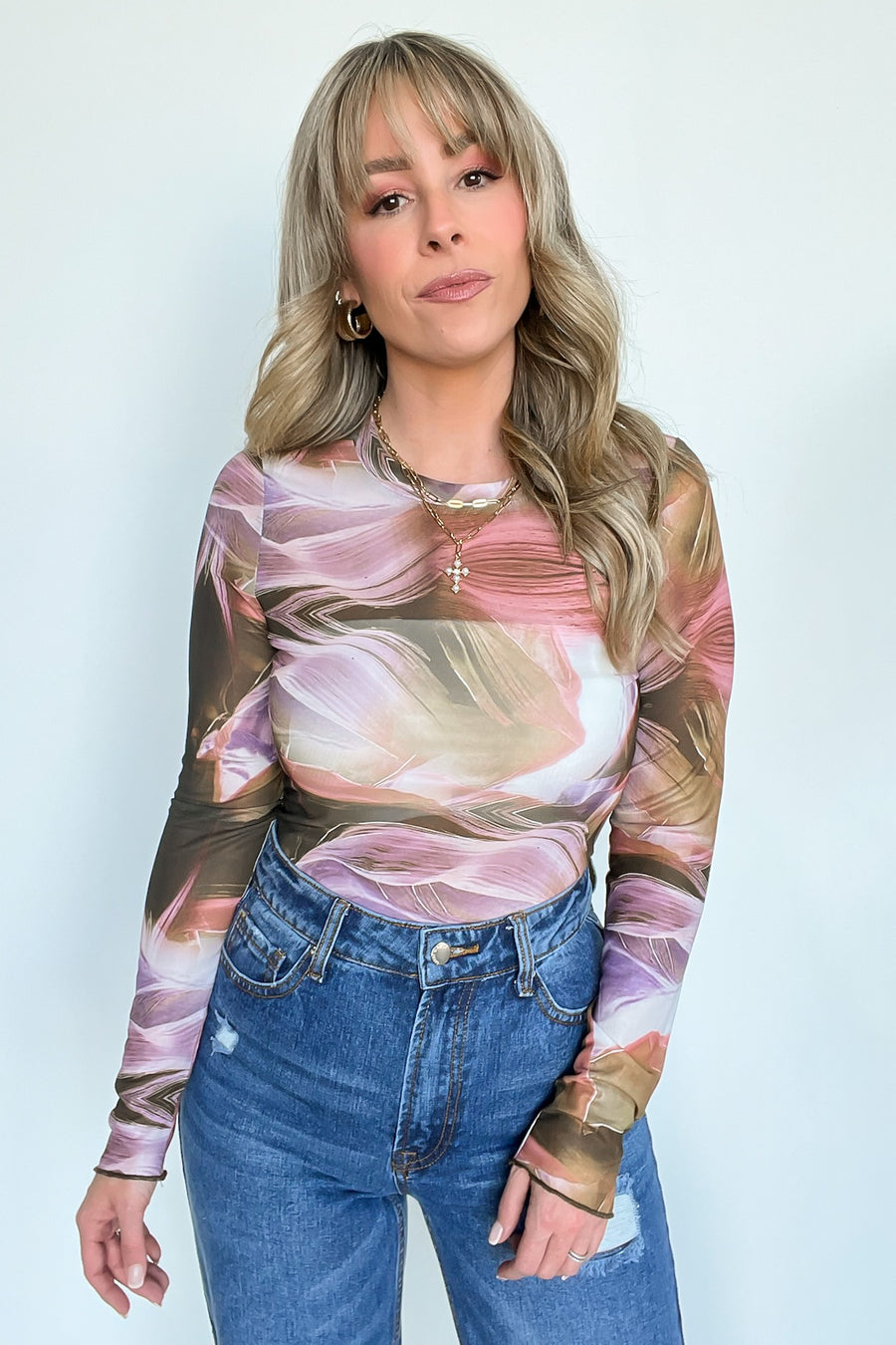  Coy Moment Abstract Mesh Top - FINAL SALE - Madison and Mallory