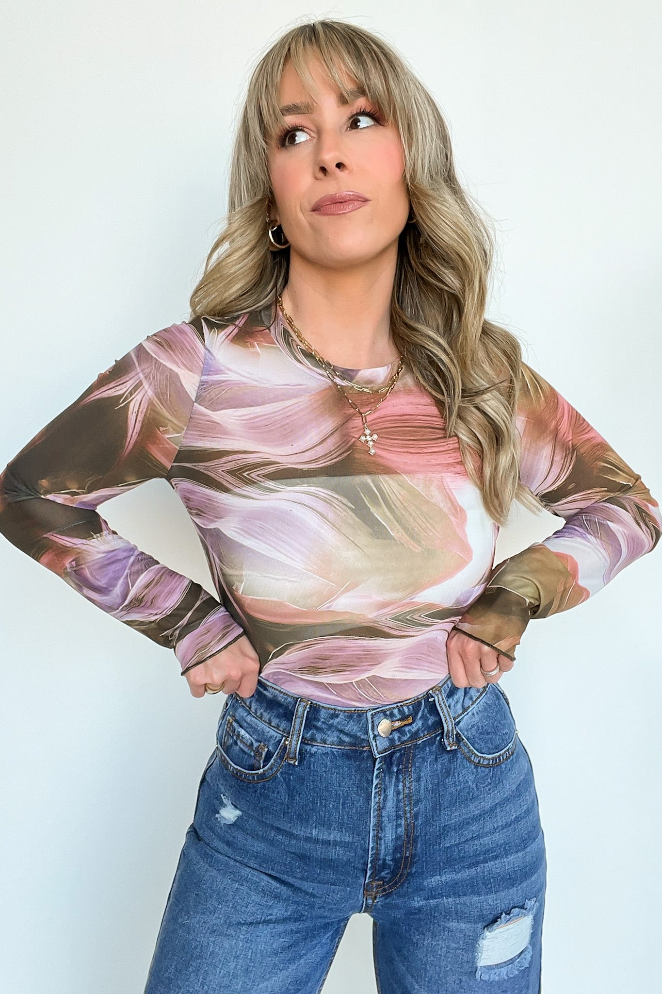  Coy Moment Abstract Mesh Top - Madison and Mallory