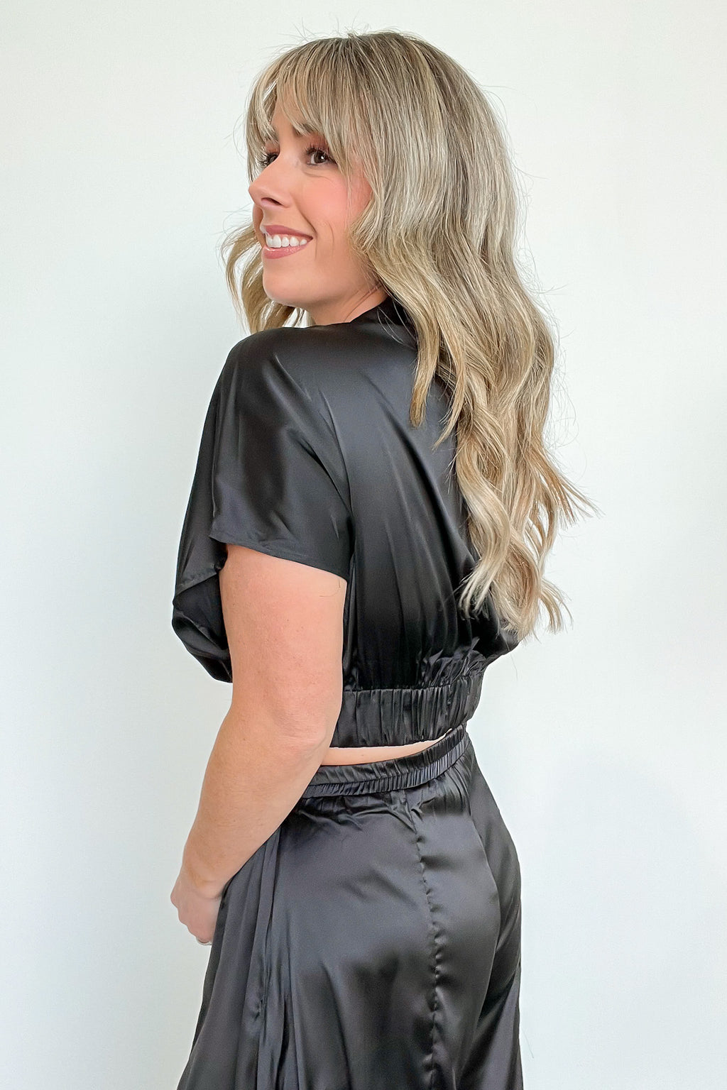  Coy Perfection Satin Wrap Surplice Top - FINAL SALE - Madison and Mallory