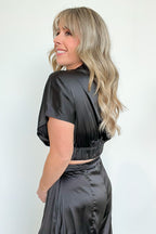  Coy Perfection Satin Wrap Surplice Top - FINAL SALE - Madison and Mallory