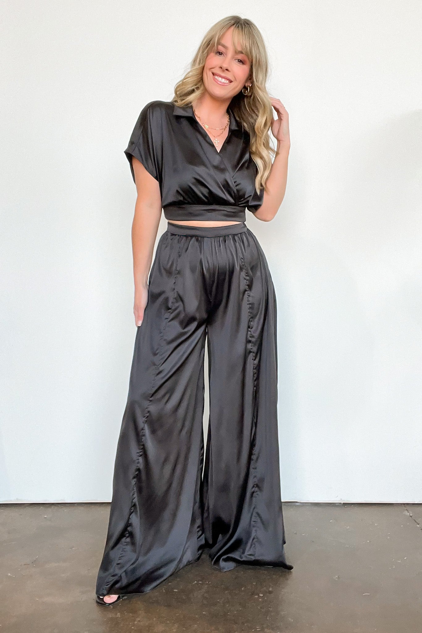  Coy Perfection Satin Wrap Surplice Top - FINAL SALE - Madison and Mallory