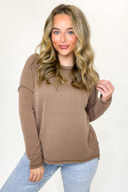 Coy Cutie Textured Raw Edge Boat Neck Top - BACK IN STOCK