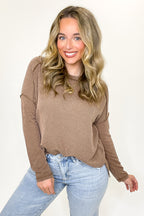 Coy Cutie Textured Raw Edge Boat Neck Top - BACK IN STOCK - Madison and Mallory