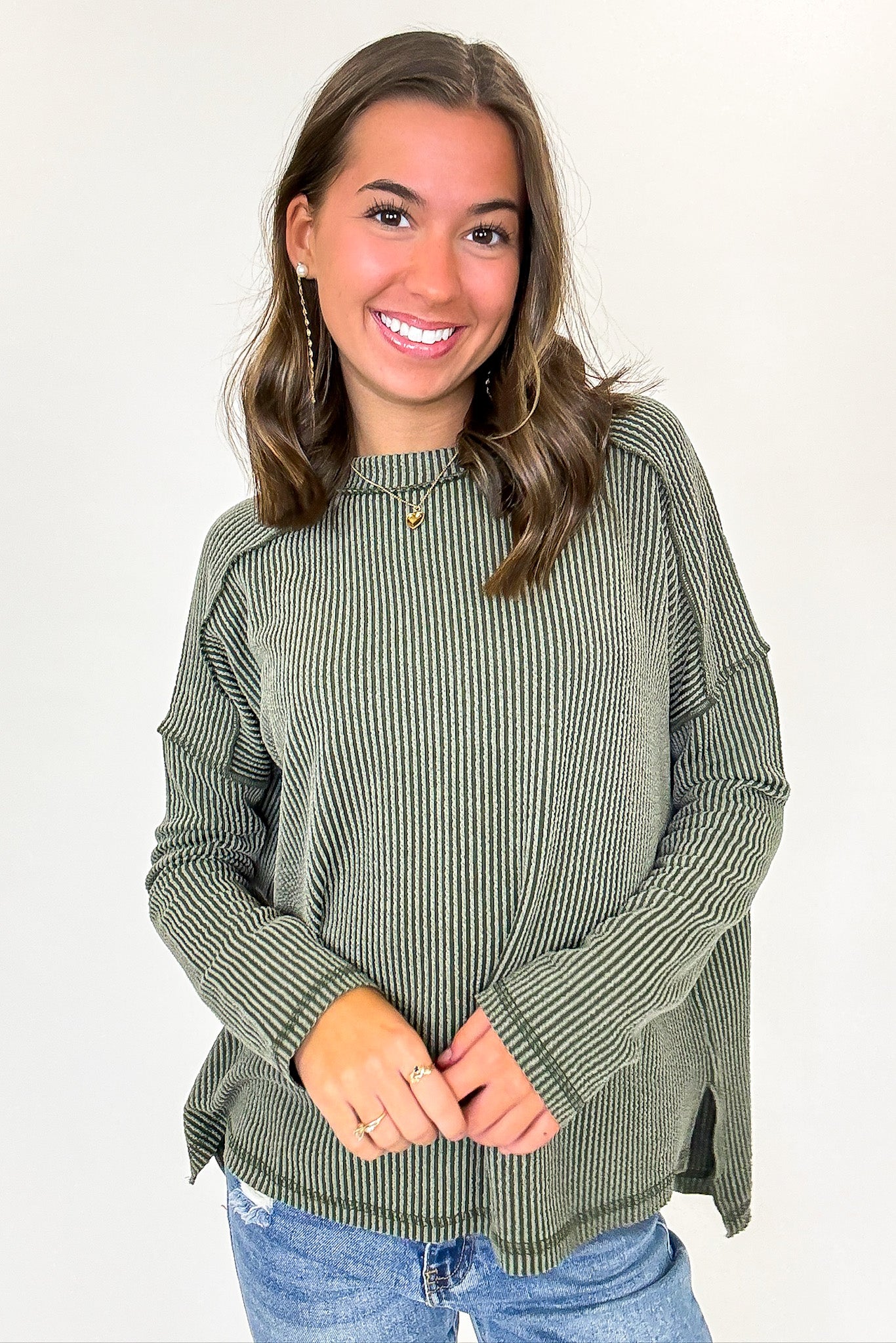 Coy Cutie Textured Raw Edge Boat Neck Top - BACK IN STOCK