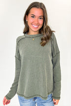 Coy Cutie Textured Raw Edge Boat Neck Top - BACK IN STOCK - Madison and Mallory