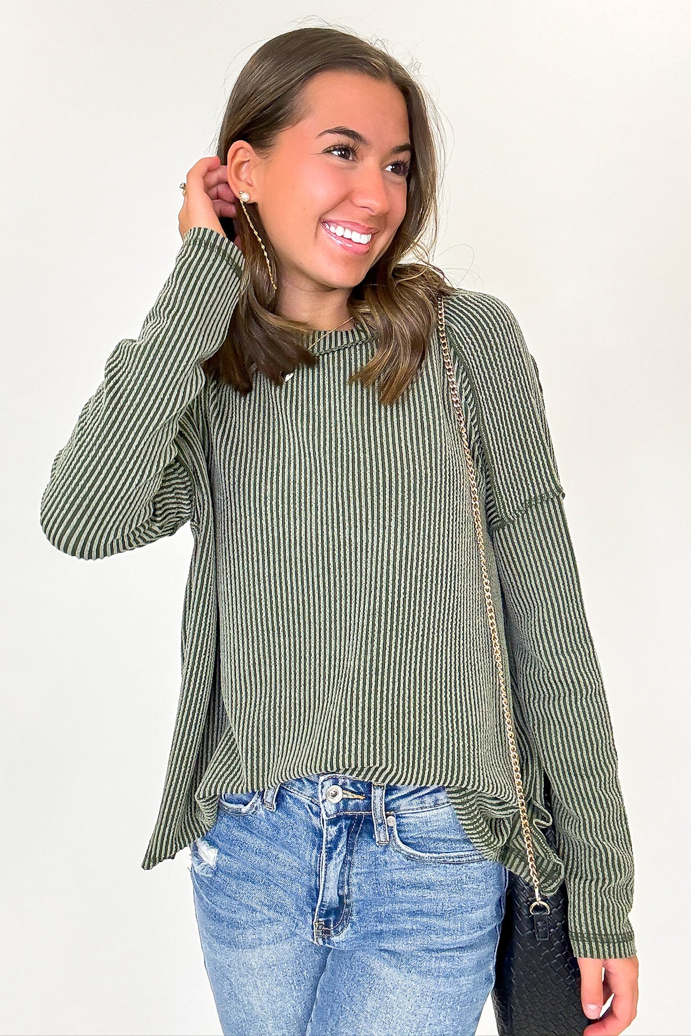 Coy Cutie Textured Raw Edge Boat Neck Top - BACK IN STOCK