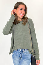 Coy Cutie Textured Raw Edge Boat Neck Top - BACK IN STOCK - Madison and Mallory