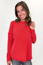 Coy Cutie Textured Raw Edge Boat Neck Top - BACK IN STOCK - Madison and Mallory