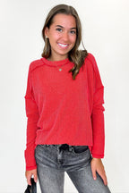 Coy Cutie Textured Raw Edge Boat Neck Top - BACK IN STOCK - Madison and Mallory
