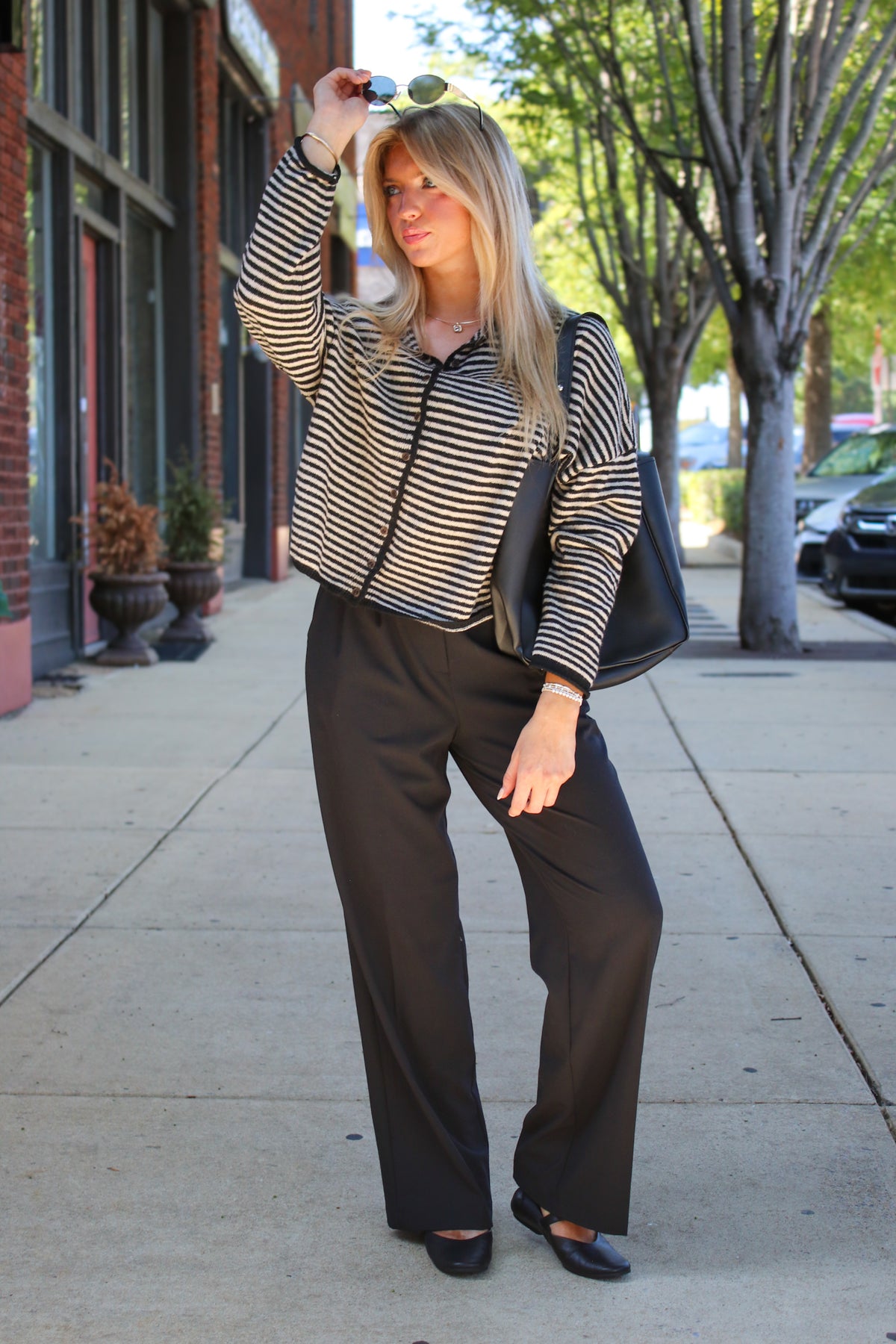 Cozy Line Stripe Button Down Cardigan - Madison and Mallory