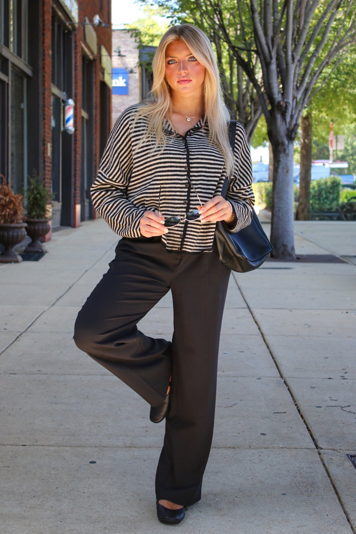 Cozy Line Stripe Button Down Cardigan - Madison and Mallory