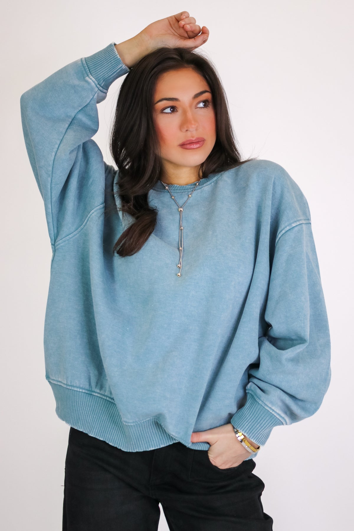 Cozy Vibes Acid Wash Oversized Pullover