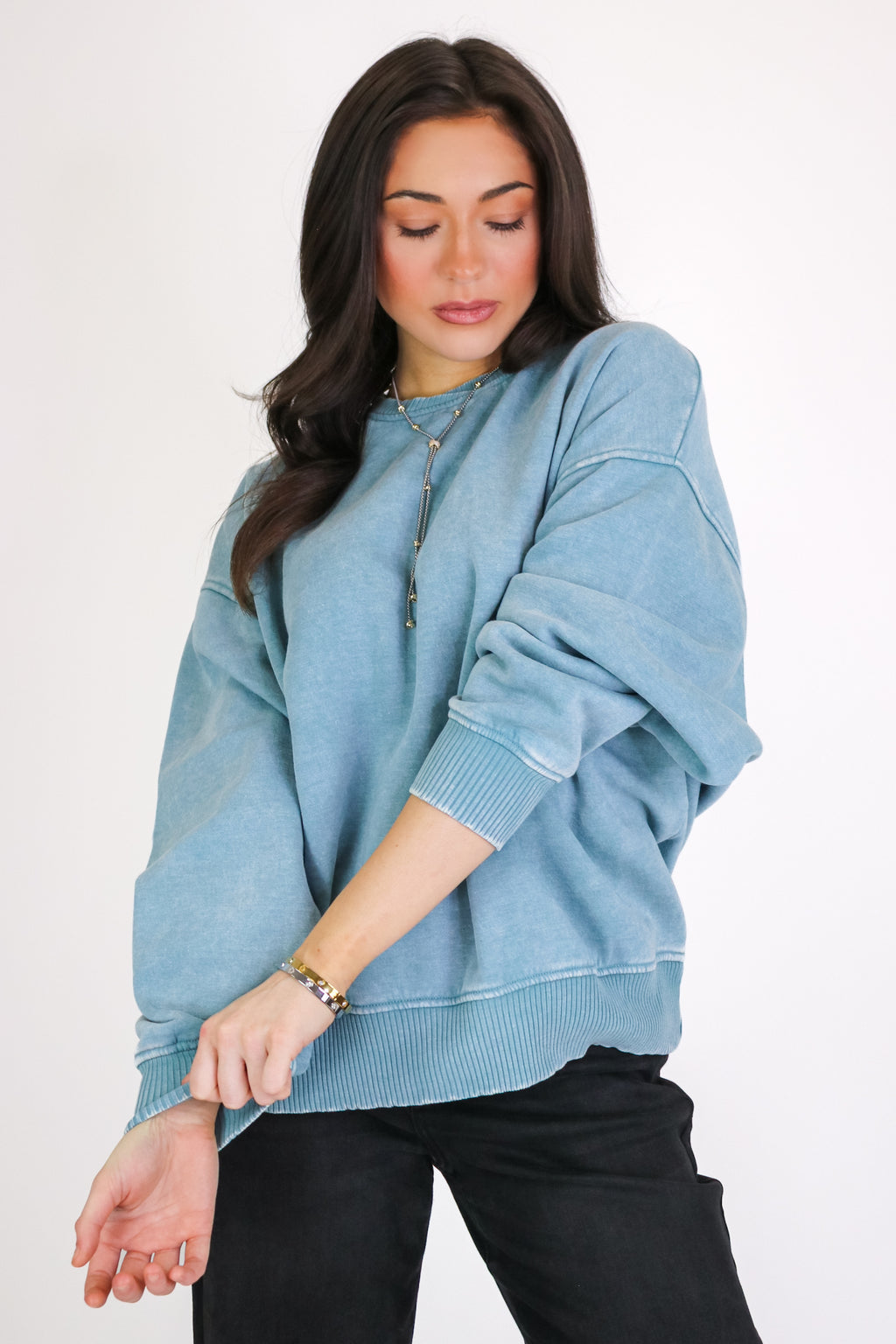 Cozy Vibes Acid Wash Oversized Pullover
