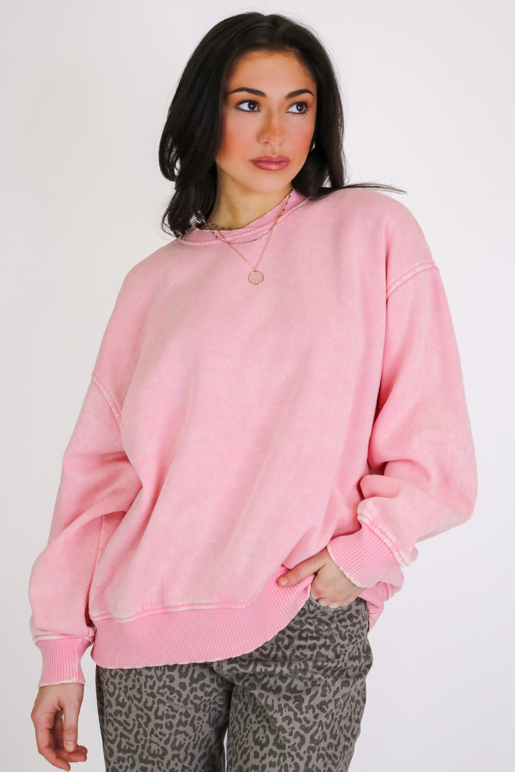 Cozy Vibes Acid Wash Oversized Pullover