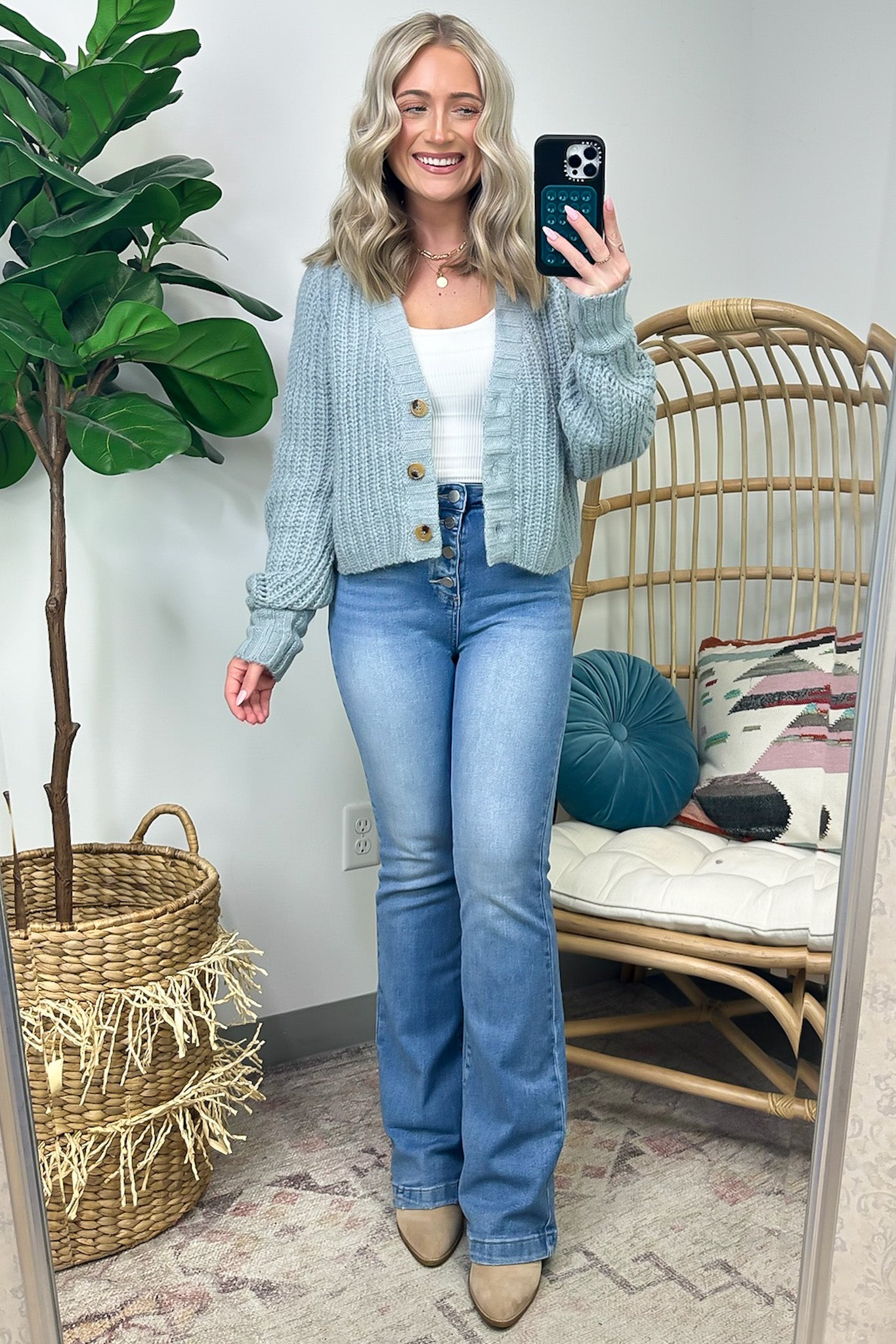  Cozy Addition Button Down Crop Cardigan - Madison and Mallory